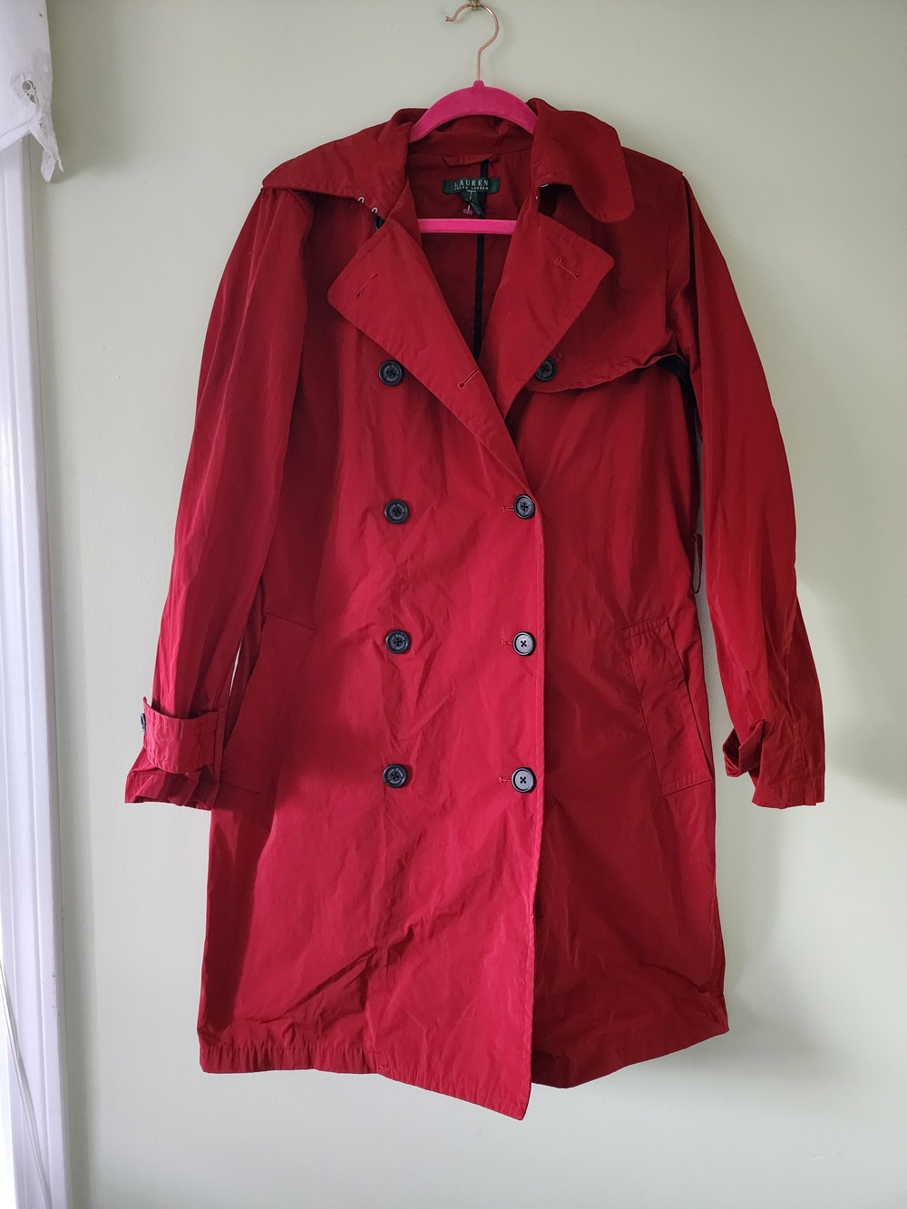 Ralph Lauren Red Double-Breasted Trench Coat